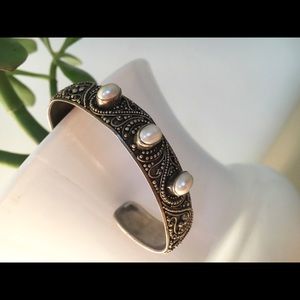 Sterling Silver Cultured Pearl Cuff Bracelet